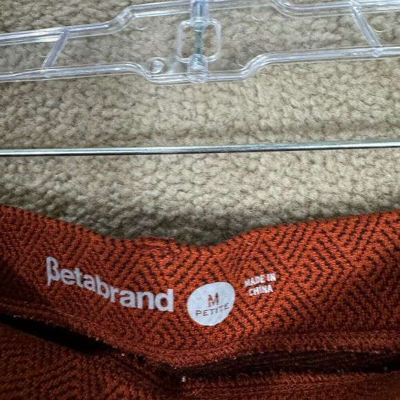 Betabrand Dress Yoga‎ Pants Petite Medium Rust Jacquard Diamond Pull On Straight - Picture 8 of 12